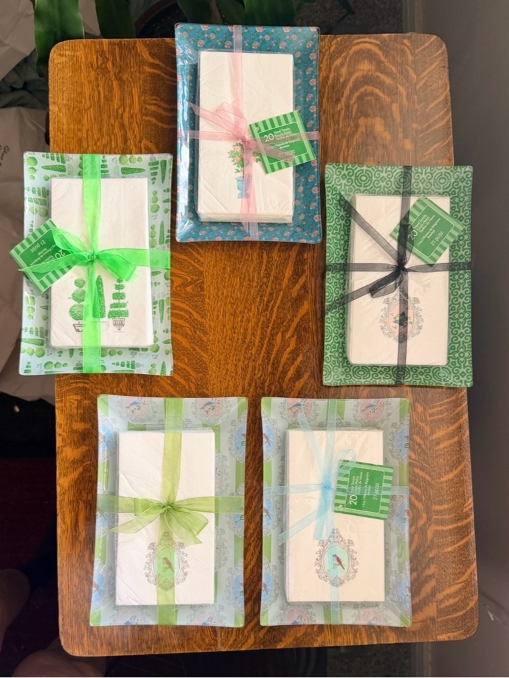 Set of 5 Glass Trays W/20 Hand Towels - Michaels  NWT